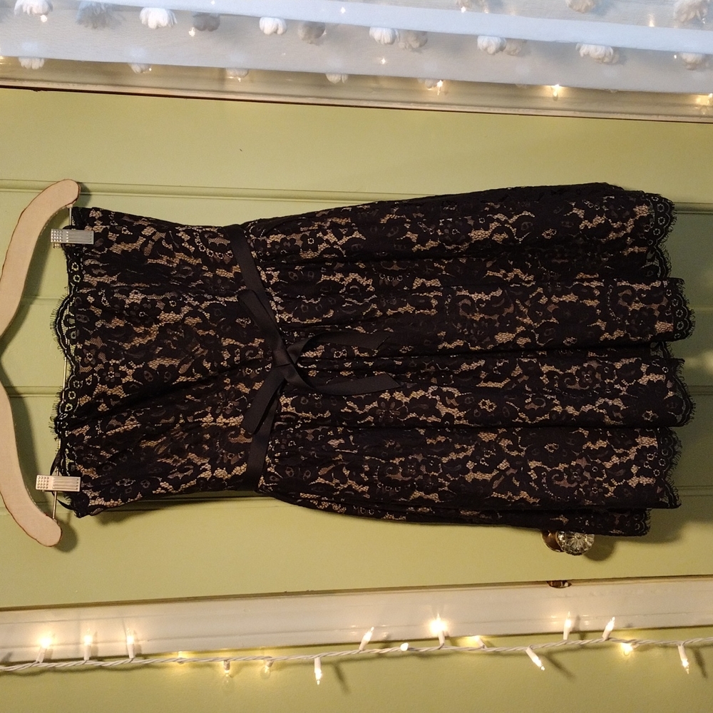 Women's Robert Rodriguez Nude Black Lace Tube Top Dress 4